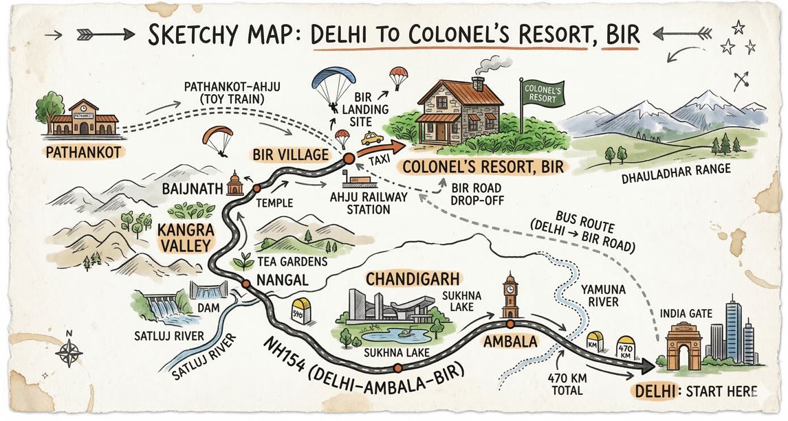 दिल्ली से बीड़ यात्रा मार्ग
